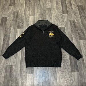 SZ XL MENS VTG POLO RALPH LAUREN 2009 BLEECKER CLASSIC TEAM QUARTER ZIP SWEATER